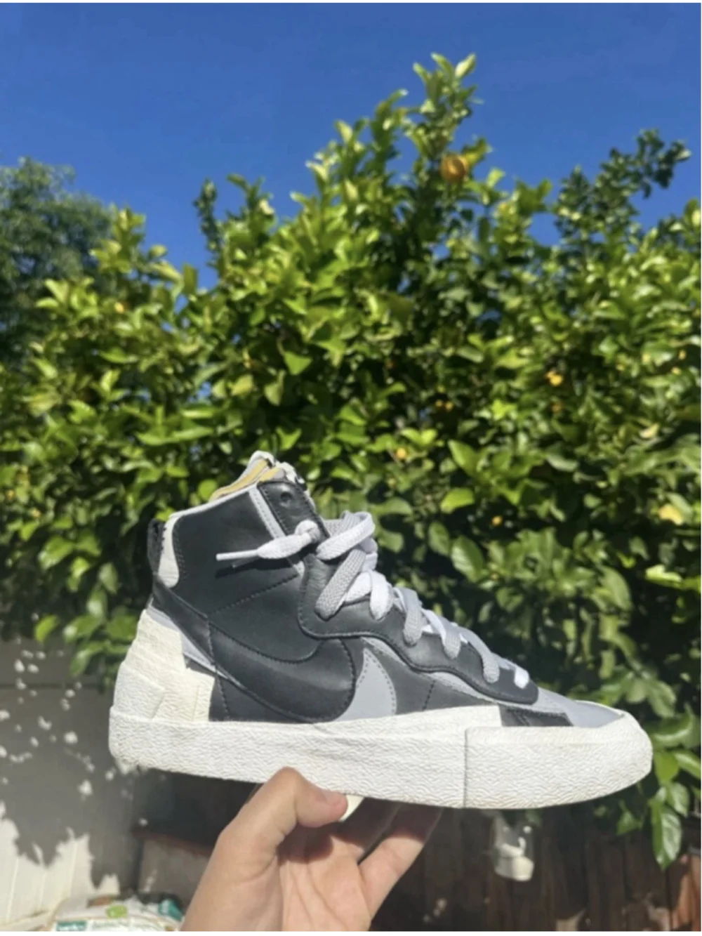 Men's Nike Blazer Mid Sacai Black Grey Size 8 Sneakers